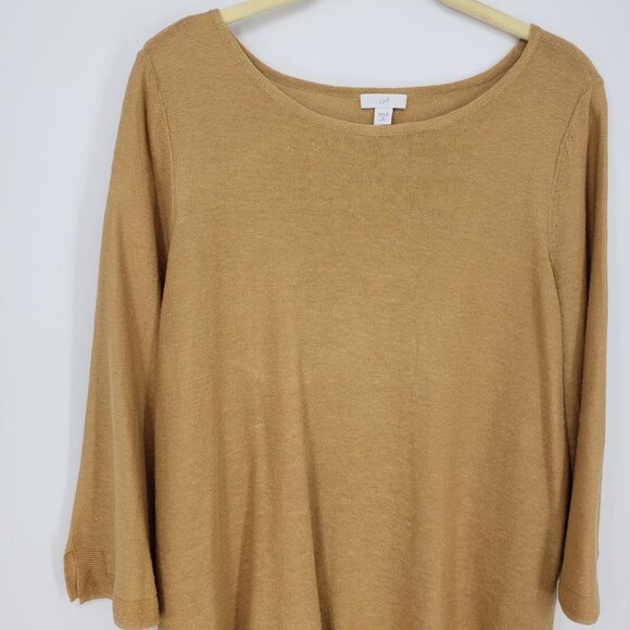 J. Jill Linen Blend Lightweight Pullover Sweater MP Womens 3/4 Sleeves Camel Tan - Picture 4 of 8